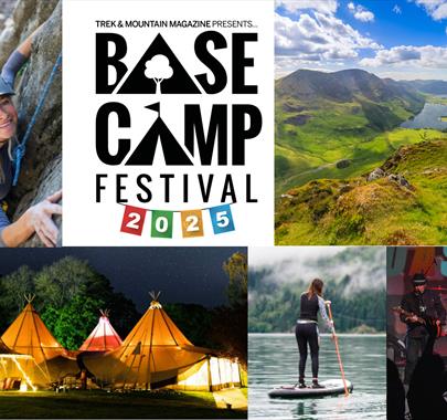 Photo collage from Base Camp Festival in the Lake District, Cumbria
