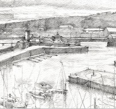 Sketch from the Landscape Drawing Workshop at The Beacon Museum in Whitehaven, Cumbria