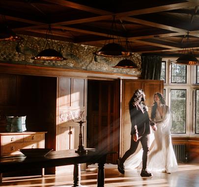 Bridal Couple at Blackwell – the Arts and Crafts house in Bowness-on-Windermere, Lake District