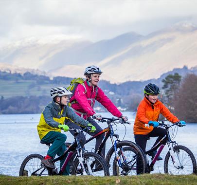 Family Cycling on Bikes Hired from Total Adventure Bike Hire in the Lake District, Cumbria