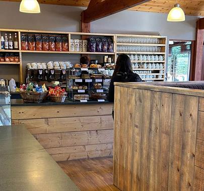 Cafe Counter and Checkout at Cafe Ambio in Whinlatter Forest in the Lake District, Cumbria