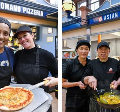 Romano Pizzeria and Asian Express Staff at The Market Hall in Carlisle, Cumbria