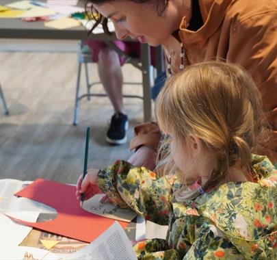 Child at Spring Make and Play at Wordsworth Grasmere in the Lake District, Cumbria