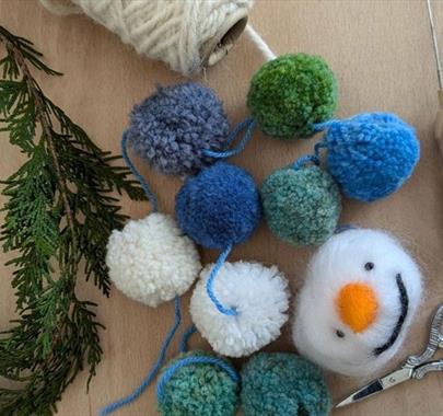 Festive pom pom garland with Love Art Workshops