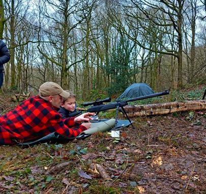 Family Practicing Shooting with Green Man Survival in Newby Bridge, Lake District