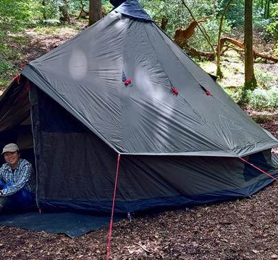 Visitor Wild Camping at the Two Day Wilderness Escape with Green Man Survival