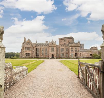 Exterior of Greystoke Castle in Greystoke, Cumbria