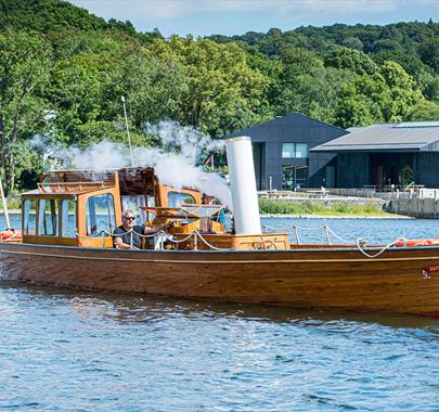 The Heritage Boat Osprey at the Windermere Jetty Museum in Windermere, Lake District