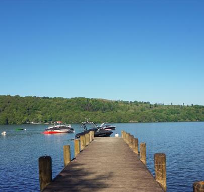 Pier at Hill of Oaks Holiday Park in Windermere, Lake District