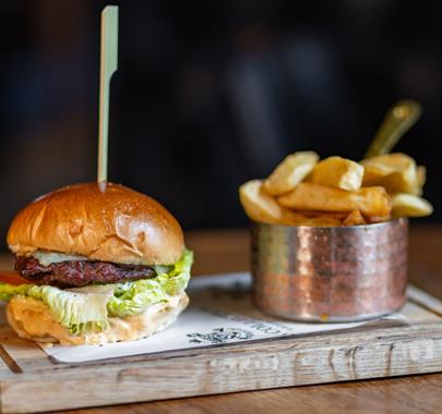 Burger and chips from The Wordsworth Hotel in Grasmere, Lake District