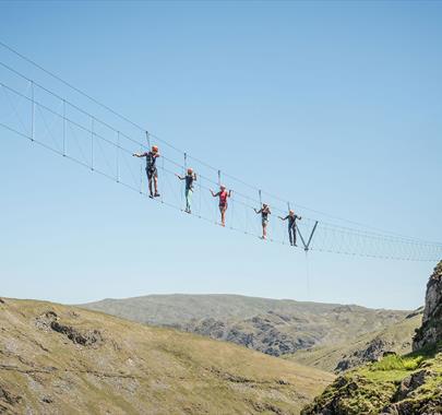 Walk Across the Infinity Bridge at Honister Slate Mine near Borrowdale, Lake District