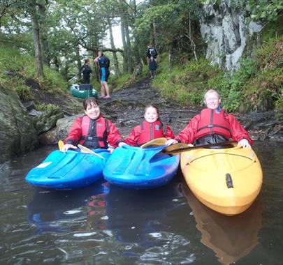 Visitors on the Wild Cat Island Swallows and Amazons Tour with Joint Adventures in the Lake District, Cumbria
