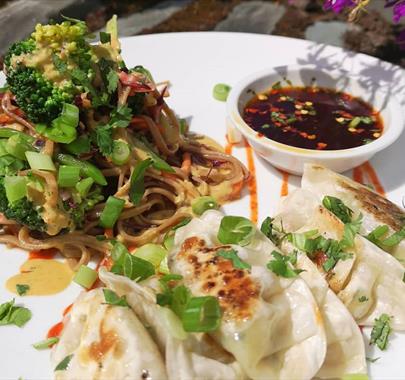 Vegan Gyozas at Kat's Kitchen of Keswick, Lake District