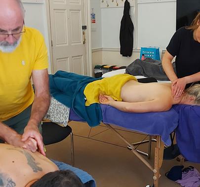 Visitors at a Massage Workshop with Lake District School of Massage in Keswick, Lake District