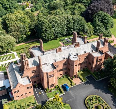 Aerial view of Abbey House Hotel & Gardens in Barrow-in-Furness, Cumbria