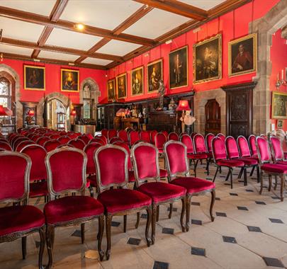 Theatre Style Seating in the Great Hall at Muncaster Castle & Gardens in Ravenglass, Cumbria