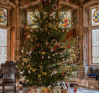 Christmas Tree at Muncaster Castle in Ravenglass, Cumbria