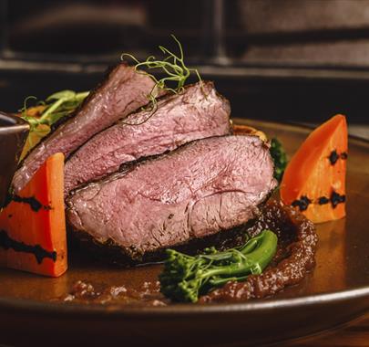 Beef dish from the Restaurant at Mary Mount Hotel in Borrowdale, Lake District