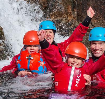 Visitors Family Gorge Walking with Path to Adventure in the Lake District, Cumbria