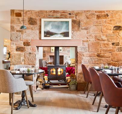 Dining room at the restaurant at Pentonbridge Inn in Penton, Cumbria