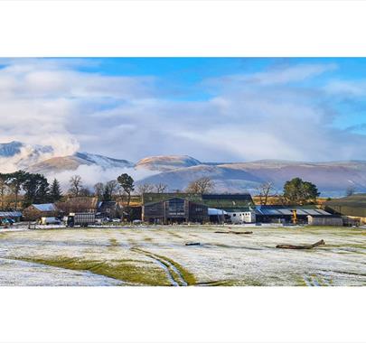 Scenic Wintry View of Rookin House Activity Centre in Troutbeck, Lake District