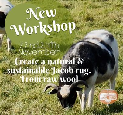 Poster for Creative workshop making a rug/mat at Bank Ground Farm in Coniston, Lake District