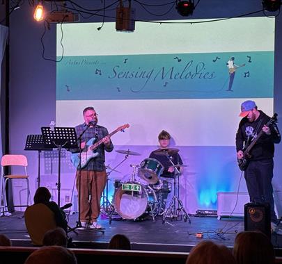 Performers at the Sensing Melodies event at the Laurel & Hardy Museum in Ulverston, Cumbria