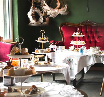 Afternoon Tea Setup at Shed One Distillery in Ulverston, Cumbria