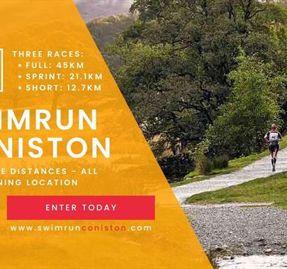 Poster for the Swimrun Coniston Event in the Lake District, Cumbria