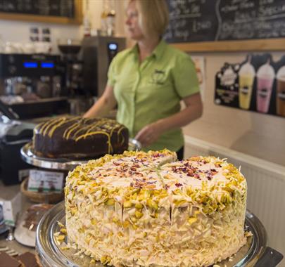 Cakes at the Boathouse Tearoom Talkin Tarn at Talkin Tarn in Brampton, Cumbria