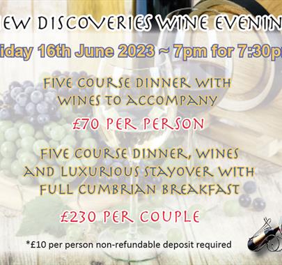 Flyer for The Villa Levens Wine Dinner in Levens, Lake District