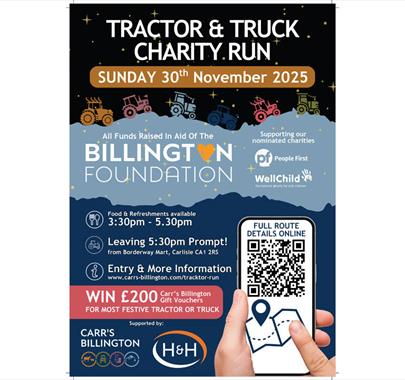 Poster for the Tractor & Truck Charity Run on Sunday 30th November 2025