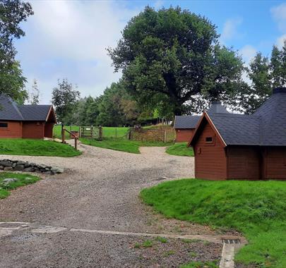 Exterior of Camping Cabins at Ullswater Holiday Park in the Lake District, Cumbria