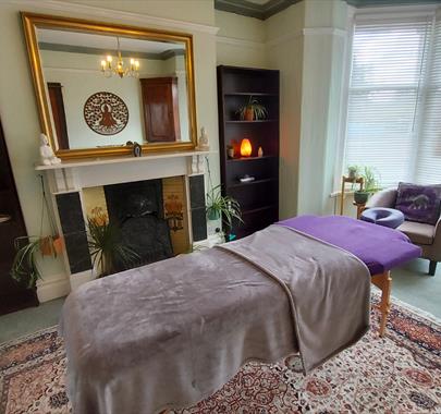 Massage bed at the Couples Massage Tutorial with Lake District School of Massage in Keswick, Lake District