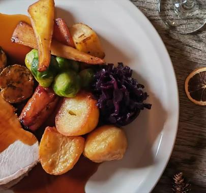 A traditional Christmas dinner