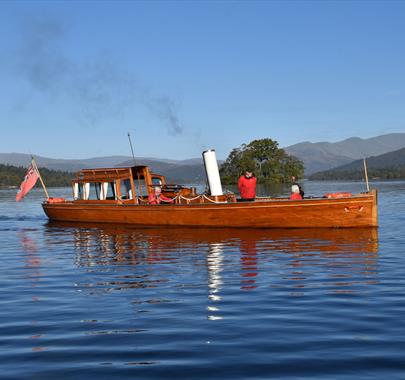 Heritage Boat on Lake Windermere at Windermere Jetty Museum in Bowness-on-Windermere, Lake District