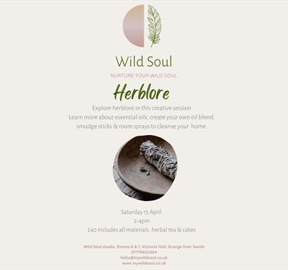 Flyer for Herblore, an Event by Wild Soul in Grange-over-Sands, Cumbria