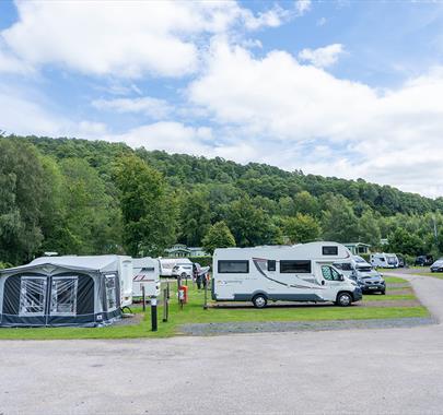 Touring pitches at Waterfoot Park in Pooley Bridge, Lake District