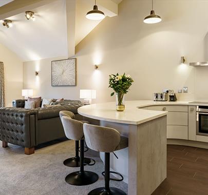 Luxury interior of accommodation at Windermere Marina Village.