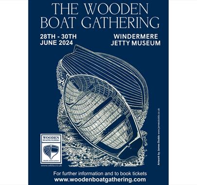 Poster for The Wooden Boat Gathering at Windermere Jetty Museum in Bowness-on-Windermere, Lake District