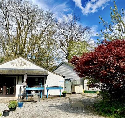 Exterior of Woodlands Tea Room and Gift Shop in Santon Bridge, Cumbria