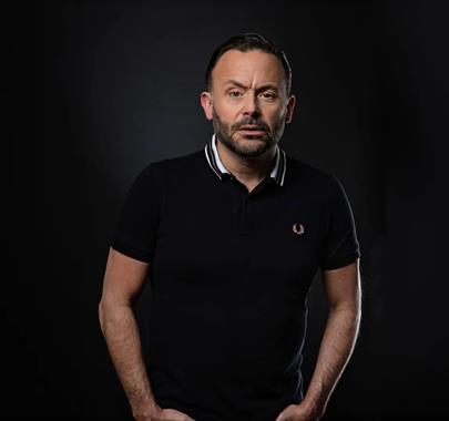 Photo of Geoff Norcott, promoting a show at Rosehill Theatre in Whitehaven, Cumbria