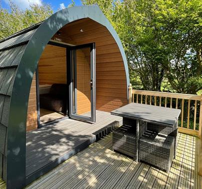 Glamping pods at Hollins Farm Holiday Park, Silverdale.