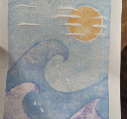 Moku hanga' Japanese woodblock printing- 'Catching a Wave' with Julie Evans