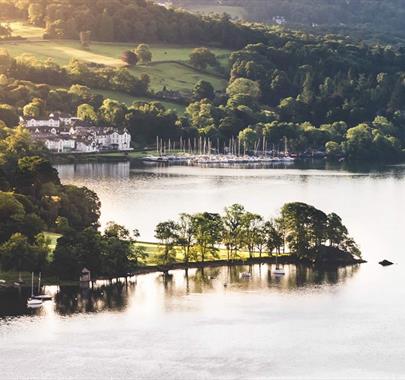 Aerial View of Low Wood Bay Resort & Spa in Windermere, Lake District
