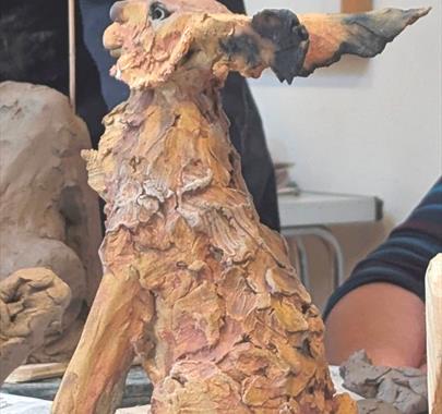 a hare sculpture made by Mark Bradley