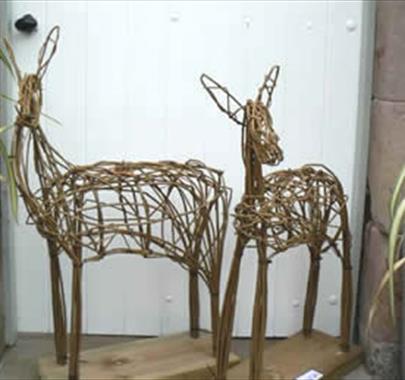 Willow sculptures at Quirky Workshops at Greystoke Craft Barn & Gardens in Penrith, Cumbria