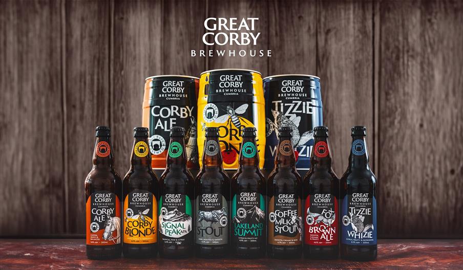 Range of ales from Great Corby Brewhouse in the Lake District, Cumbria