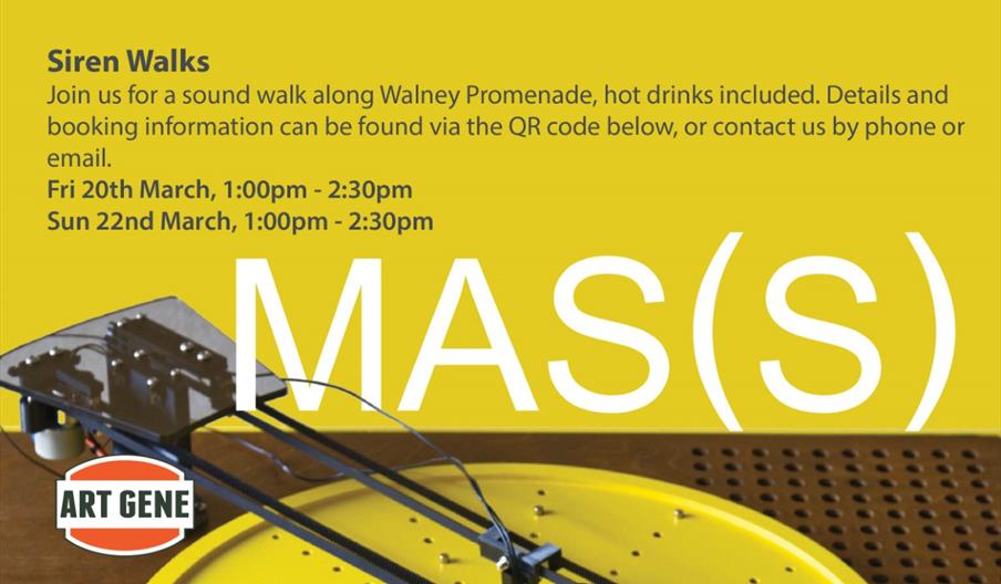 Poster for exhibition MAS(S), including Siren Walks happening in March.