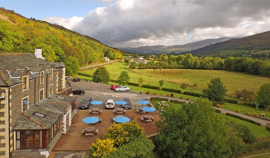 Aerial View of Outdoor Dining at Embleton Spa Hotel